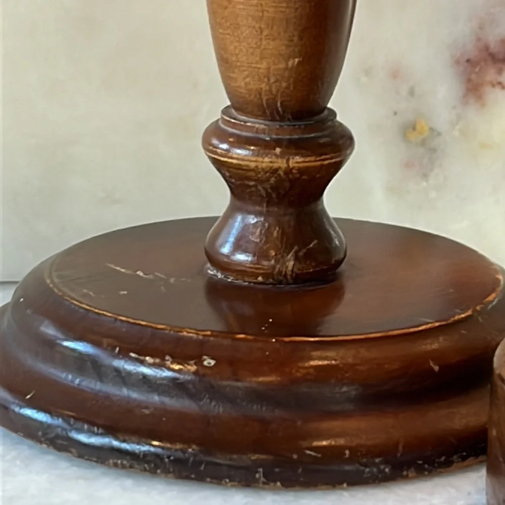 Pair of old wood candle holders - Picture 12 of 12